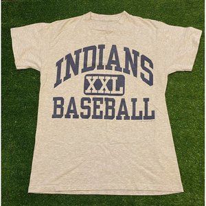 Vintage Henry Aaron Cleveland Indians XXL arch baseball t-shirt medium gray 90s